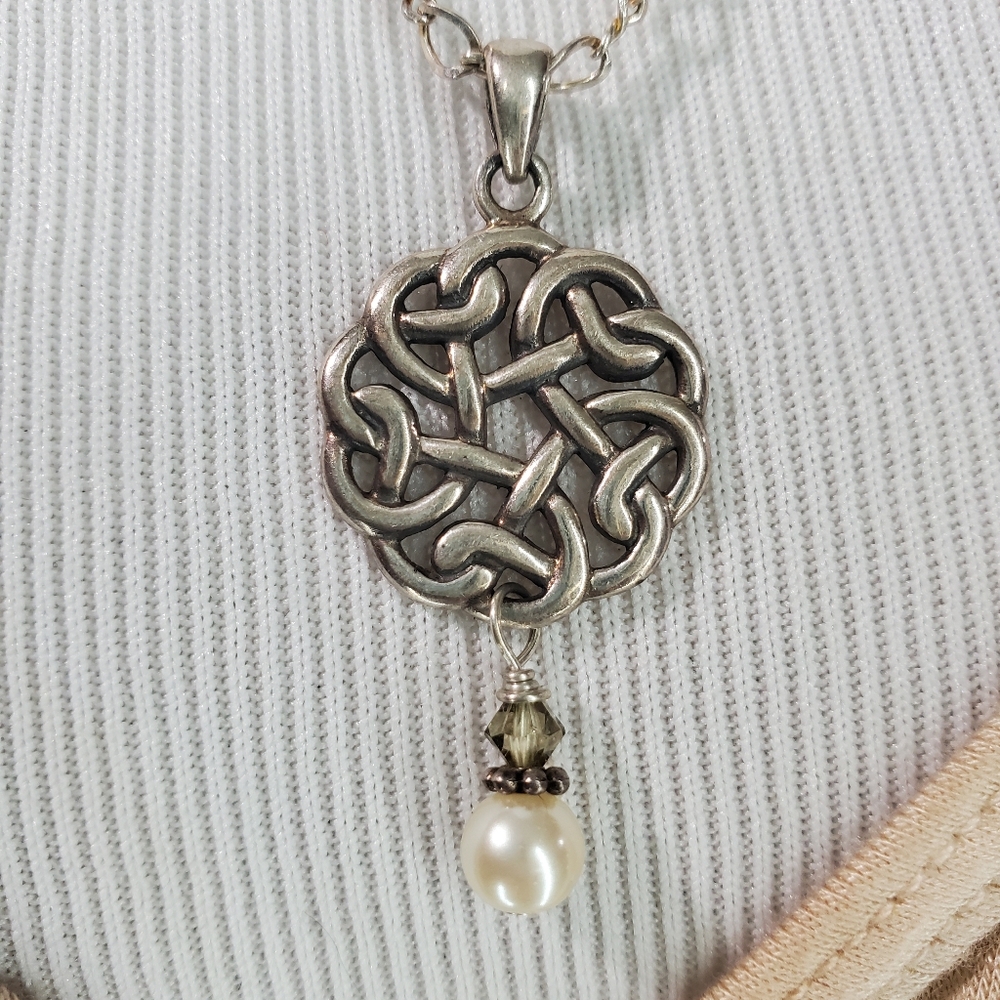 Vintage Sterling Silver 925 PSCL-Peter Stone IRISH CELTIC KNOT Pendant Necklace - Picture 3 of 10